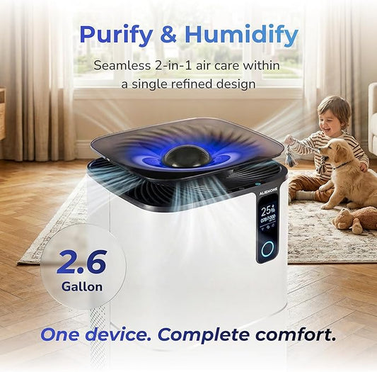 Humidifier and Air Purifier in One, H13 True HEPA Filter, 440 CFM CADR, Covers Up to 1300 Sq Ft, 2.6 Gal Top Fill Tank, Mist-Free Design, Smart App Control, Quiet Operation