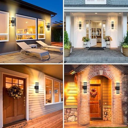 Dusk to Dawn Outdoor Wall Lights, 4 Pack Modern Exterior Lighting Fixtures, Up and Down Porch Lights Outdoor Waterproof Sconces for House Garage Patio