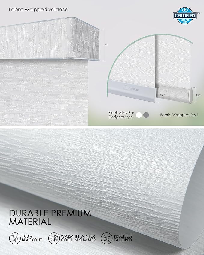 Yoolax Custom XL Smart Sliding Door Blinds, Motorized Sliding Panel Blinds Compatible with Alexa, Blackout Vertical Blinds for Glass Doors, Patio Doors, Closet Doors, Jacquard White
