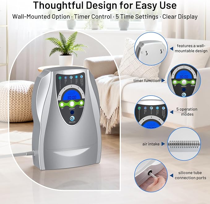Ozone Machine Generator, Multifunctional with Timer, 500mg/h Portable Ozone Machine for Home, Kitchen, Office, Cleaning Water, Fruits and Vegetables
