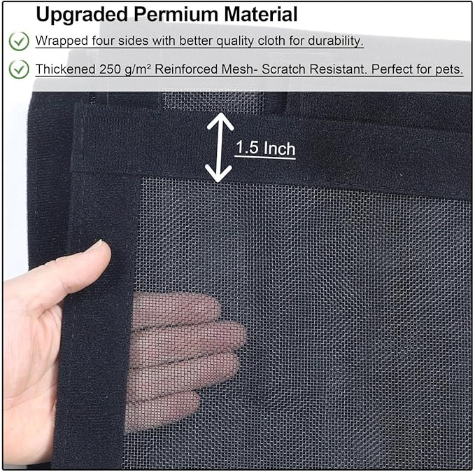 Upgraded Magnetic Screen Door Thicker 250g/㎡ Reinforced Mesh,36 Longer Magnets,Door Screen Magnetic Closure for Single Door,Retractable Mosquito Net for Door,Fit Doors to 38x82 Inch,Black
