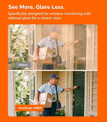 SensForge Wireless Window Camera Anti-Glare, Dual-Band 2.4GHz & 5GHz Wi-Fi Security Camera for Home, Free Smart Human, Vehicle & Animal Detection, 2-Day Cloud Available, Two-Way Talk, Easy No-Drill