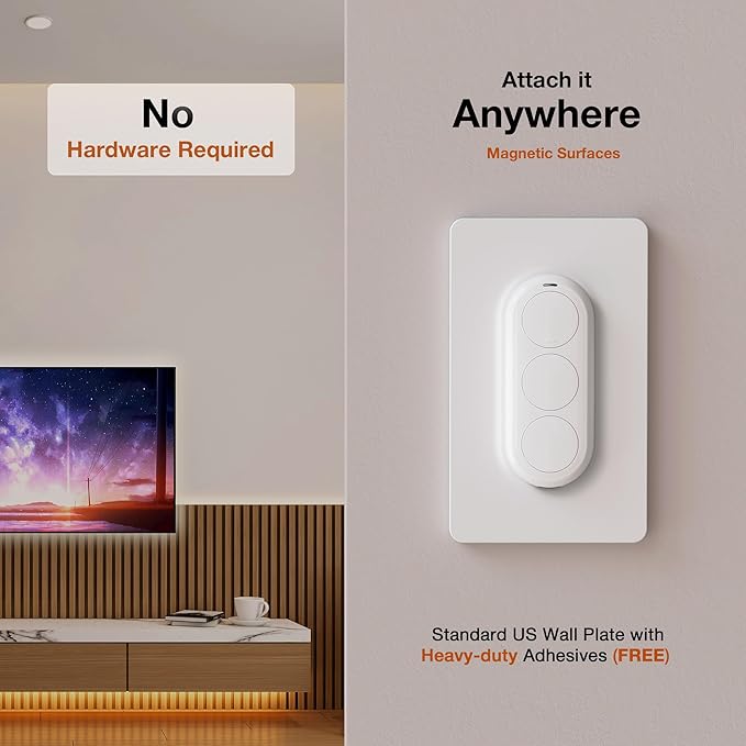 Airversa Smart HomeKit Button Controller, 3-Button Smart Switch, Works with Apple Home over Thread (Home Hub Needed), HomeKit Trigger, Apple Home Ecosystem Exclusive QliQ AC1 White-1 Pack