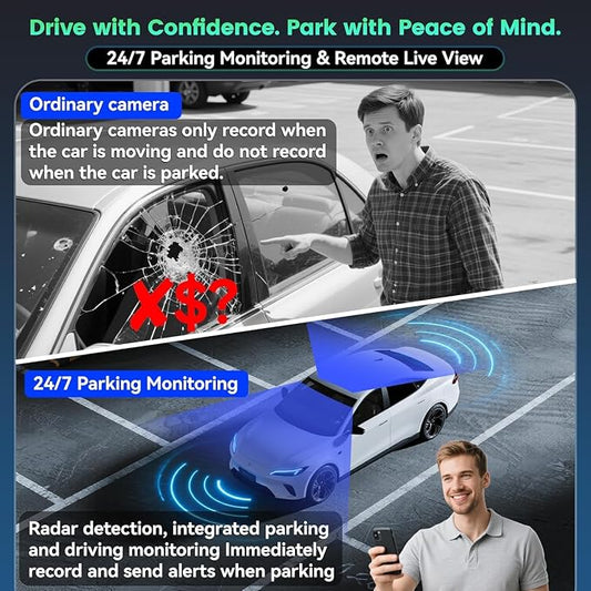 4G LTE Dash Cam Front and Inside, Dual 2K Car Security Camera with Remote Live View, GPS Tracking, Cloud Backup, AI Motion Detection, Sentry Mode, 2-Way Audio, IR Night Vision, OBD, 32GB Card