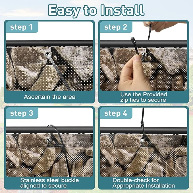 Shade&Beyond 4' X 7' Privacy Fence Screen Customized 450 GSM PVC Printed Privacy Fence with Zip Ties for Courtyards, Pools, Balconies-Stone