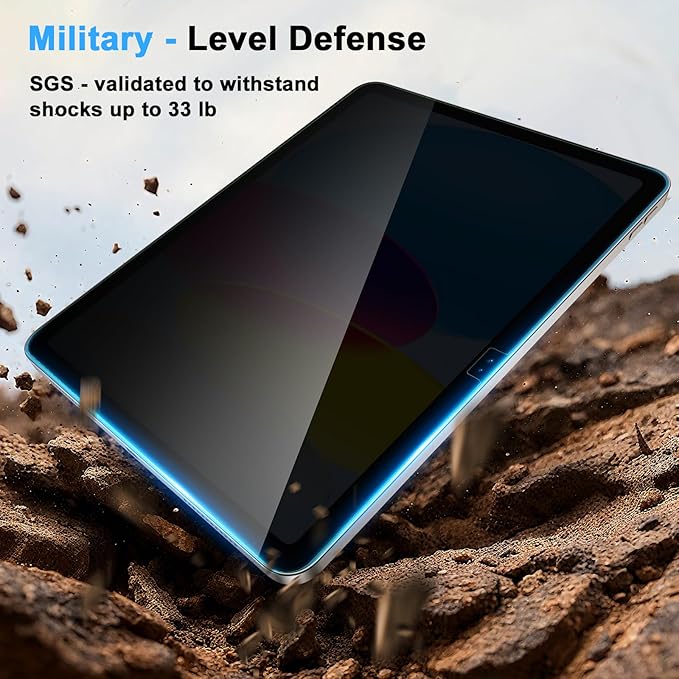 Privacy Screen Protector for iPad 11th Generation (A16) 2025/ 10th Gen 2022, Anti-Spy Tempered Glass Film for iPad A16, Touch Sensitive，Bubble Free, Case Friendly, 1 Pack