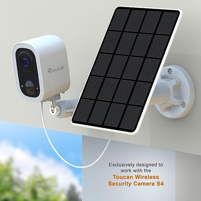 TOUCAN S4 Wireless Security Camera + Solar Panel Charger Bundle 2K Quad HD Battery Powered Outdoor Camera, Motion Detection Alerts, Two-Way Audio, Night Vision, No Subscription Required