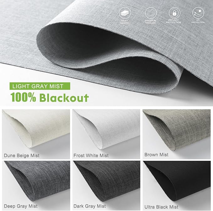 Motorized Blinds with Remote，100% Blackout Smart Blinds Motorized Roller Shades Compatible with Alexa Automatic Blinds for Windows Electric Window Blinds Customized Size Light Gray Mist