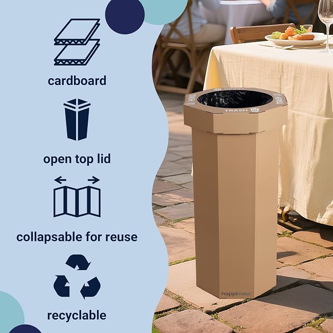 happimess Fleur 25 Gal Trash Can Bin, Brown, Set of 2