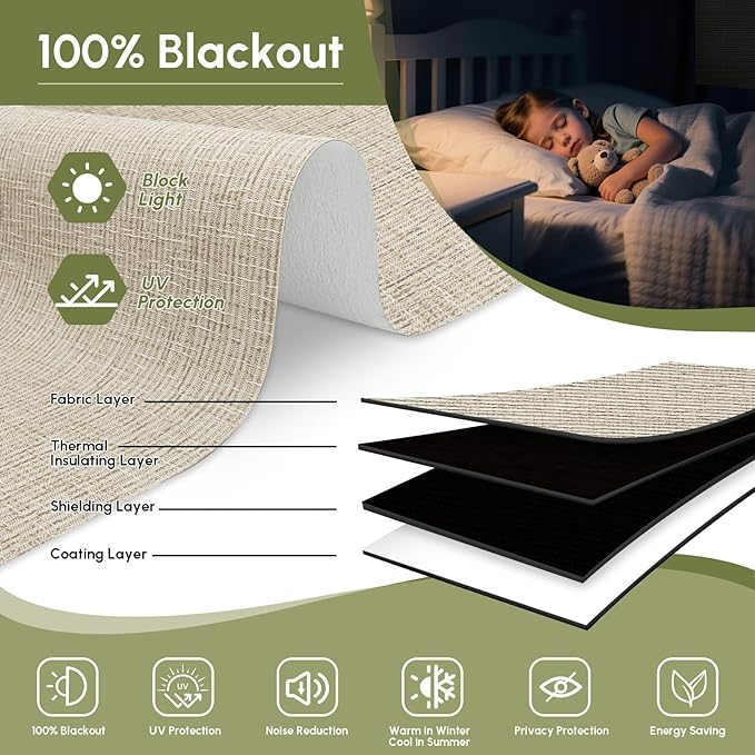 FineTell Motorized Blinds with Remote, 100% Blackout Roller Shades Compatible with Alexa,Apple Homekit,Google Home APP and Voice Control, Customized Electric Blinds (100% Blackout Classic Sandy)
