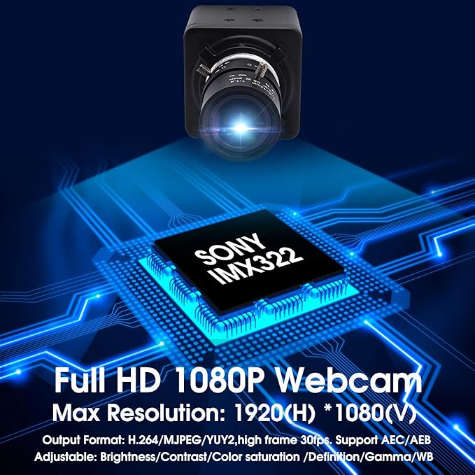 SVPRO 1080P USB Camera with Zoom 2.8-12mm Varifocal Lens,Manual Focus, IMX323 Sensor,Low Light Zoom Webcam UVC USB Plug and Play External Computer Camera for PC,Laptop, Support H.264