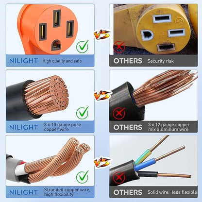 Nilight 30 Amp to 50 Amp RV Generator Adapter Cord L5-30P 14-50R