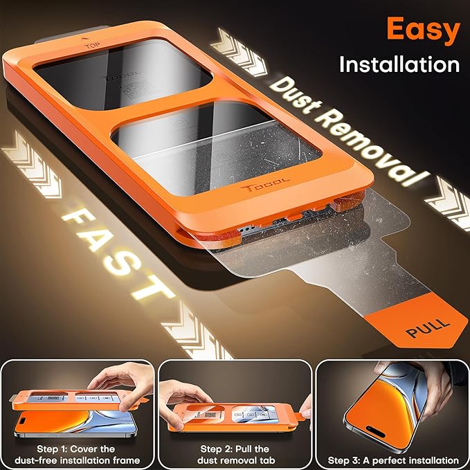 TOCOL for iPhone Air Screen Protector 6.5 inch 9H Hardness Military Grade Shatterproof HD Tempered Glass Full Coverage Easy Installation 2 Pack