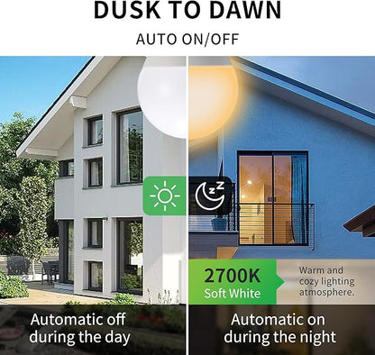 Qualilux Dusk to Dawn Light Bulbs, Auto On/Off Light Sensing LED Bulbs Outdoor, Soft White, Dimmable, 12W 1000LM 75W Equivalent, HQ-H030