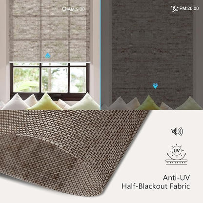 Aprilsmart Motorized Blinds with Remote,Light Filtering Motorized Roller Shades Work with Apple Homekit,Alexa,SmartThings,Google Home,Customize Blinds(Sunscreen Cocoa-60)