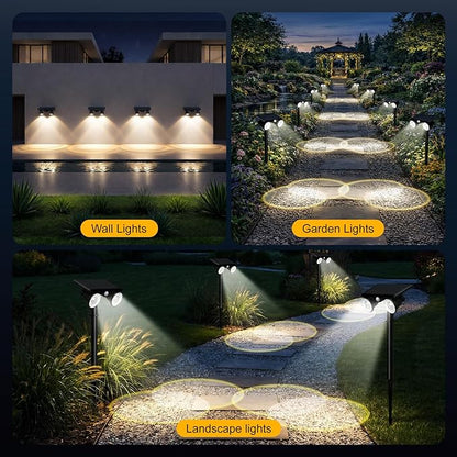 Large Solar Spot Lights Outdoor Motion Sensor,2 Modes Waterproof Landscape Lighting for Yard Garden Pathway,2-in-1 Wall&Spot LED Lights with 360° Adjustable Dual Heads(Cool White)