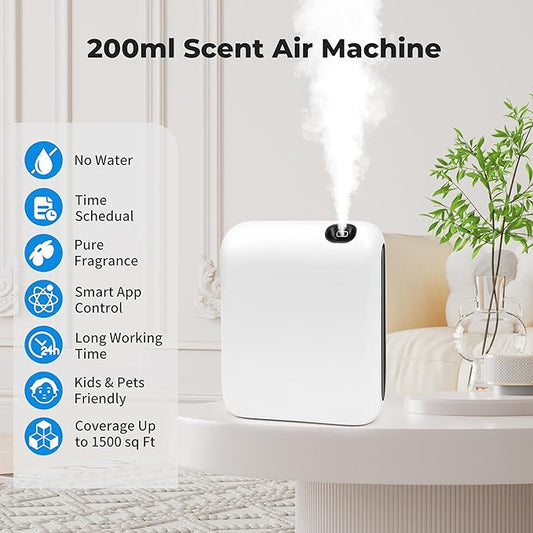 Bluetooth Waterless Essential Oil Diffuser for Home, 1500 Sq.Ft Hotel Collection Diffuser with Smart Cold Air Technology, Scent Air Machine for Large Room, Hotel, Spa, Office