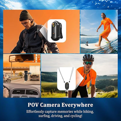 Action Camera 4K (128GB), 2026 Refresh POV Camera Hands-Free, Mini Body Camera WiFi with Waterproof Case, Wearable Sports Snap Cam, Thumb Helmet Cam for Horse Riding Motorcycle Vlogging Fishing