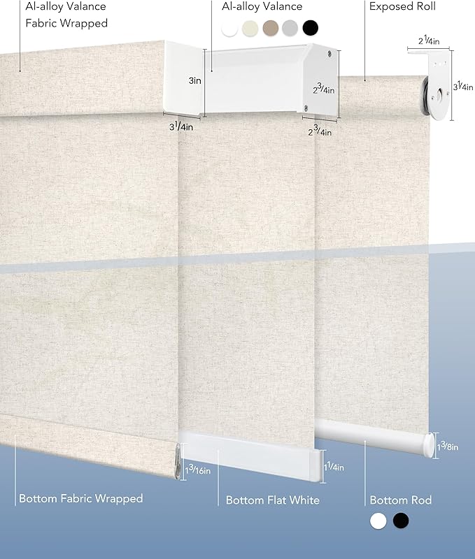 Motorized Light Filtering Shades Compatible with Alexa Google Smart Blinds Automatic Window Shade Remote Control 70% Blackout Linen Beige
