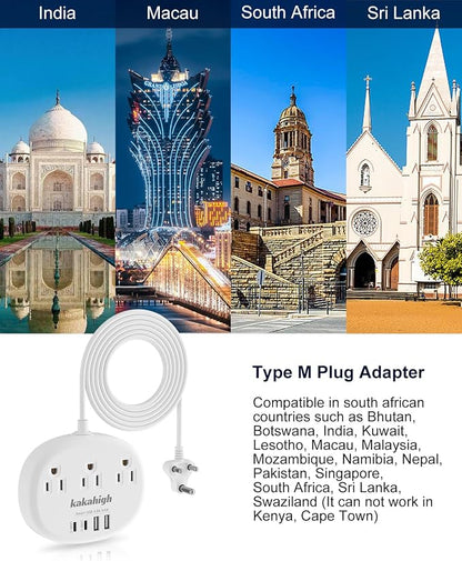 South Africa Plug Adapter, South Africa Extension Cord 3FT