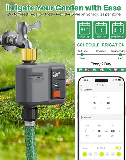 WiFi Water Timer for Garden Hose(2 Valves+1 WiFi Hub)，WiFi Hose Timer