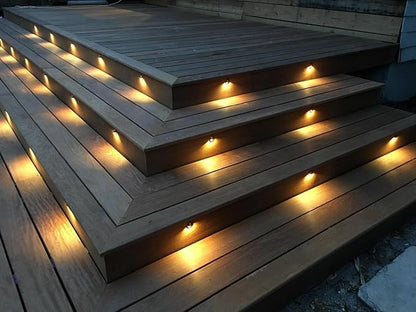 Sumaote 12V Low Voltage LED Deck Lights Kit, 6 Pcs Φ1.38in Half Moon Recessed Outdoor Step Lighting IP67 Waterproof Landscape Lights for Yard Garden Stair Decoration, Warm White LED Lighting