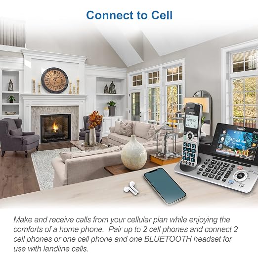 VTech IS8251-3 Business Grade 3-Handset Expandable Cordless Phone for Home Office, 5" Color Display, Programmable Short Cut Keys, Smart Call Blocking, Answering System,Bluetooth Connect to Cell