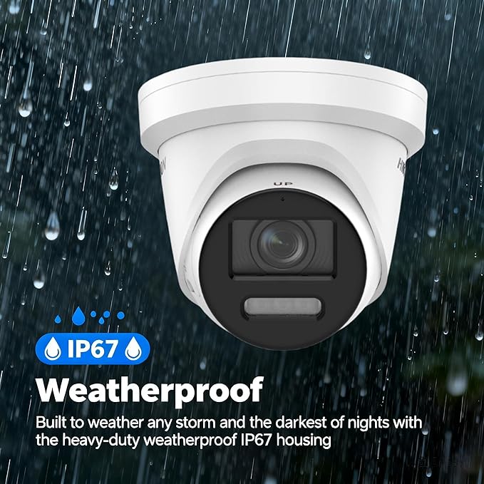 DS-2CD2383G2-LI2U/SL 4K 8MP Acusense Strobe Light and Audible Warning POE IP Turret Dome, 2.8mm Lens, H.265+, 120dB WDR, Human/Vehicle Detection, Built-in arrayed Dual-mic, Work with Ⲏіkconnect