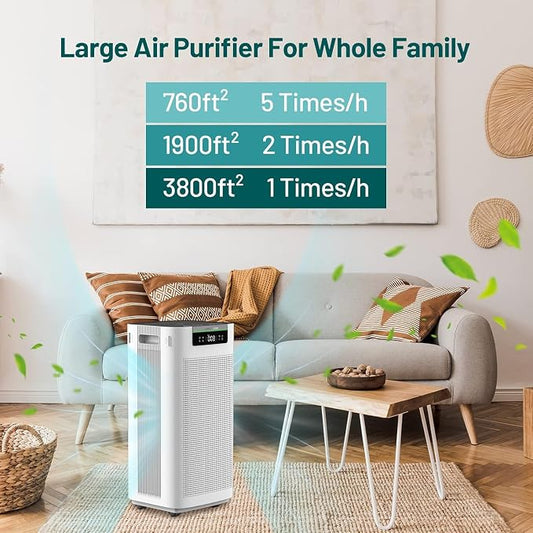 HEPA Air Purifiers for Home Large Room 3800 ft², Quiet & Smart WiFi, JF888