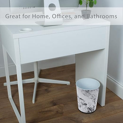 Bath Bliss 5 Liter Small Wastebasket | Round Open Top | Trash Can | Bathroom | Bedroom | Kitchen | Office | Dorm | Disposal Waste Bin | Garbage | Marble (Pack of 12)