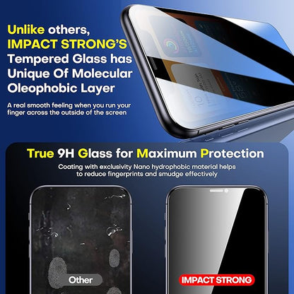 ImpactStrong Anti-Spy Privacy Screen Protector for iPhone 11 / iPhone XR (6.1-Inch), 9H Tempered Glass, Shatter-Resistant, Anti-Scratch, Easy Install Kit, Case Friendly, 2-Pack