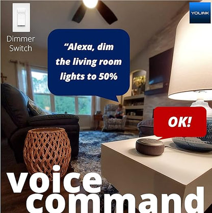 YoLink Smart Dimmer Switch, Alexa, Google, IFTTT Integration, Neutral Wire & YoLink Hub is Included