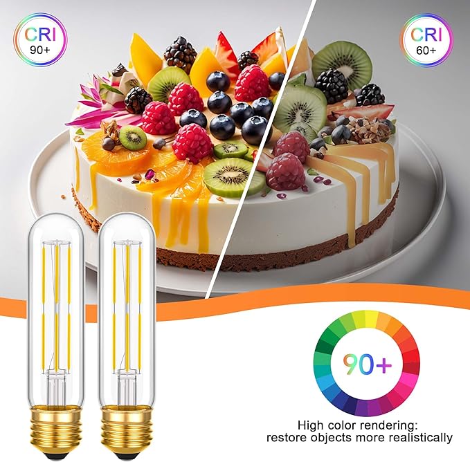 ToBeGreat T30 LED Light Bulbs 6 Watt Equivalent 60W E26 Tubular Bulbs T10 Edison LED Filament Bulb Daylight White 4000K,Desk Lamp,Bedbroom Cafe Restaurant Party,Dimmable (Daylight 4000K, 5 in (2pack))