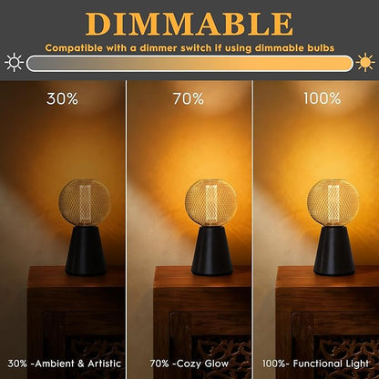 Unique Fancy Vintage Decorative LED Bulb, Special Gold Mesh Globe Edison Light,Dimmable Cozy Glow for Art Decor, E26 Base, 3.5W Cozy Warm White 2200k, Energy Efficient
