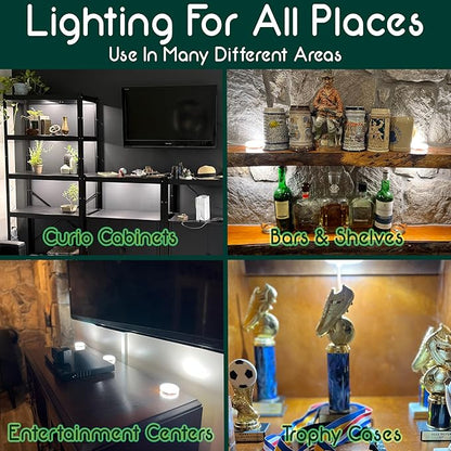 8 Puck Kit - Super Bright Wide Angle Light Spread - Smart Under Cabinet Lighting - 2700K-6500K - 95 CRI - WWA - Works With Alexa, Google, Apple - Matter Certified - Plug-In - Hands-Free Control Box