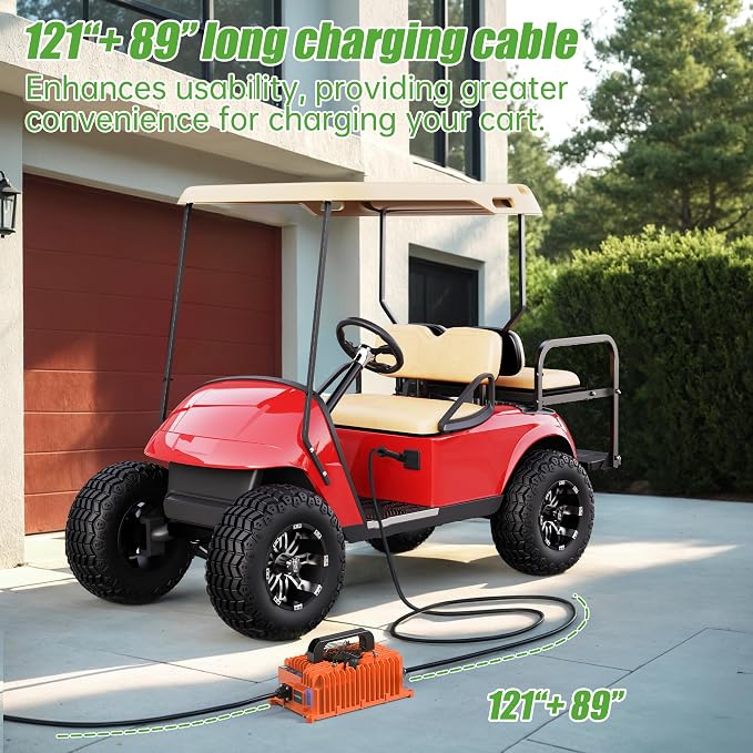 10L0L 18 AMP 36 Volt Golf Cart Battery Charger Compatible with EZGO TXT D Style Plug Portable Golf Cart Charger IP67 for Lead Acid Lithium AGM/Gel Battery