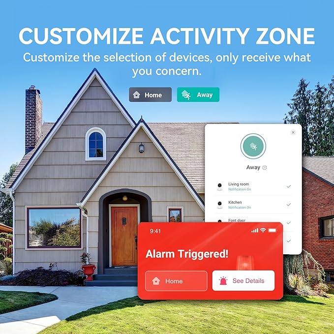 YI 2K Indoor Security Camera with Adhesive Mount, 2-Way Audio, AI Human/Vehicle/Pet Detection, Alerts, Night Vision, Wall/Window Mount, Baby/Pet Monitor, Compatible with Alexa & Google Assistant