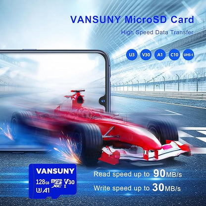 Vansuny Micro SD Card 128GB 5 Pack microSDXC Memory Cards with SD Adapter A1 App Performance V30 4K Video Recording C10 U3 Micro SD for Phone, Security Camera, Dash Cam, Action Camera