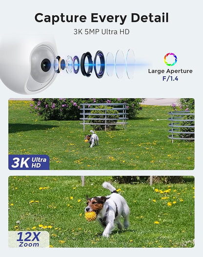 Hugolog 3K 5MP Light Bulb Security Cameras Wireless Outdoor-2.4GHz Cameras for Home Security Indoor with AI Sound Processing, Motion Detection,Color Night Vision,Auto Tracking,Siren Alarm
