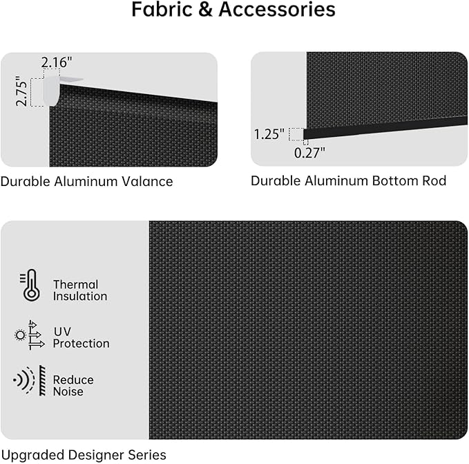 Motorized Coupled Shades, Falme Resistant Smart Solar Shades for Large Windows Automatic Blinds Compatible with Alexa, Electric Roller Blinds Customized for Home Office(5% Openness Black)