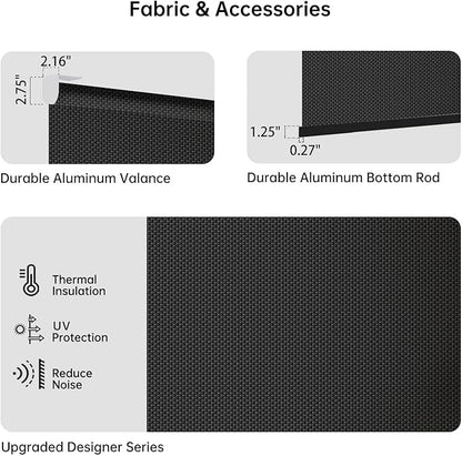 Motorized Coupled Shades, Falme Resistant Smart Solar Shades for Large Windows Automatic Blinds Compatible with Alexa, Electric Roller Blinds Customized for Home Office(5% Openness Black)