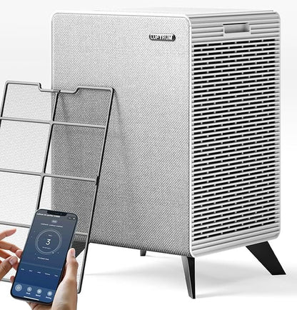 Air Purifiers for Home Large Room Up to 2250 ft² with Smart WIFI - Remove 99% of Smoke Allergies Pet Dander Odor - Dual 3-Stage Filter of Washable and True HEPA Filter with AQI
