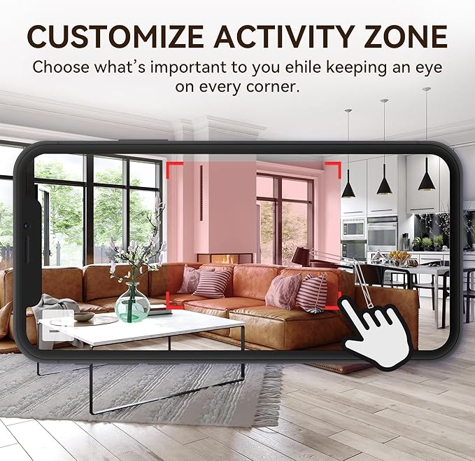 YI 2K Indoor Security Camera with Adhesive Mount, 2-Way Audio, AI Human/Vehicle/Pet Detection, Alerts, Night Vision, Wall/Window Mount, Baby/Pet Monitor, Compatible with Alexa & Google Assistant