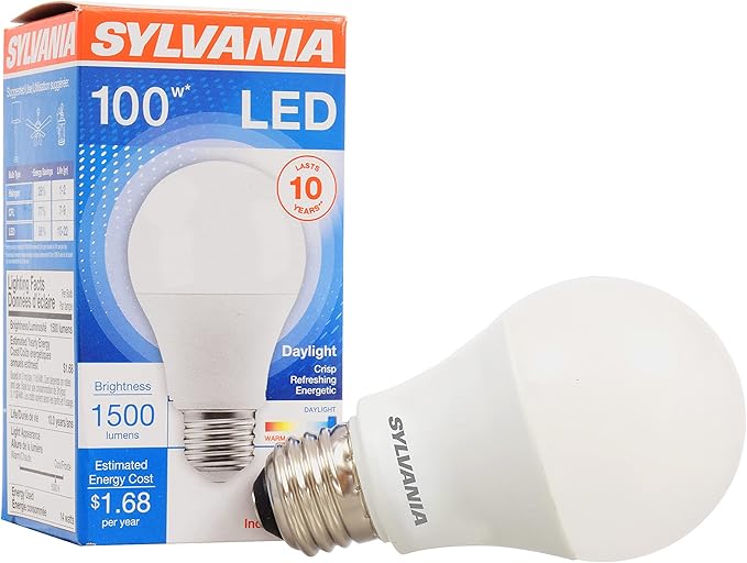 Sylvania LED Light Bulb, 100W Equivalent A19, Efficient 14W, Medium Base, Frosted Finish, 1500 Lumens, Daylight (79294) (Pack of 1)