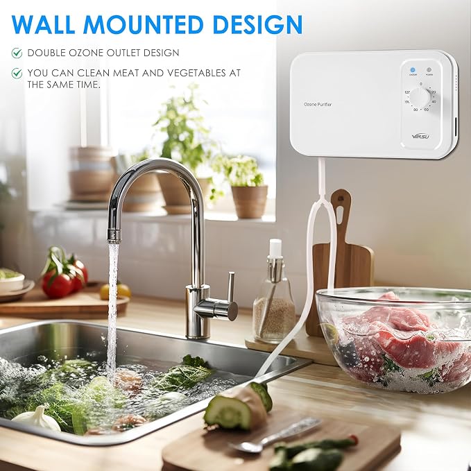 Multipurpose 800mg/h Ozone Machine,Ozone Bubbler for Purifying Water and Air,Portable Water Ozonator for Food F&V Home Hunting Cold Plunge Bathroom