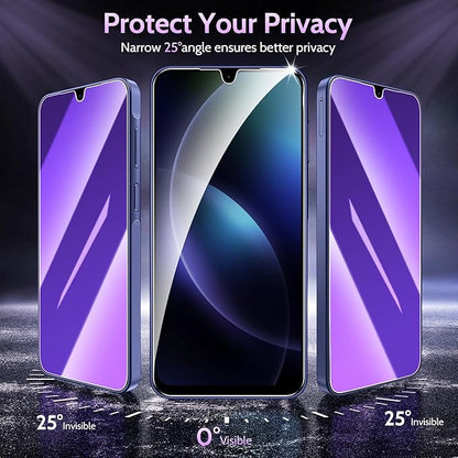 2 Pack for Samsung Galaxy A16 / A17 5G Privacy Screen Protector Tempered Glass, Purple Gradient, Anti-Spy Anti-Blue Light Anti-Scratch No Bubble Case Friendly Easy Installation