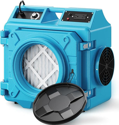Air Scrubber with 3 Stage Filtration, 550CFM HEPA Air Scrubber Commercial Industrial Grade, Heavy Duty Air Cleaner with MERV-10 Filter, HEPA/Activated carbon Filter, Blue
