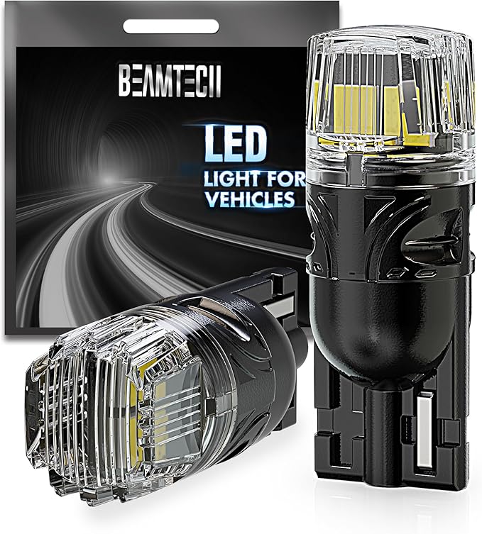 BEAMTECH 194 LED Bulbs 6500K White, 168 T10 2825 W5W Interior LED Lights for License Plate Interior Dome Map Door Courtesy Dash lights Replacements, Pack of 2