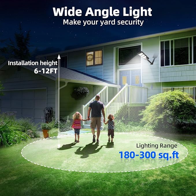 FOWSEEK Solar Street Lights Outdoor 2 Pack, 6500K Solar Lights Outdoor Waterproof with Motion Sensor, Lamparas Luces Solares para Exteriores Dusk to Dawn Commercial Lighting for Yard Path