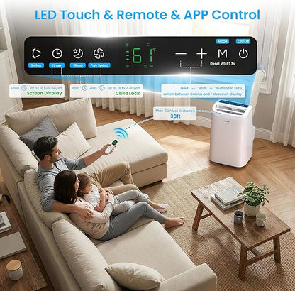 ZAFRO Portable Air Conditioners, 10000 BTU (6000 BTU SACC), Portable AC with Drainage-free Cooling, Fan & Dehumidifier, Smart AC Unit with APP/Remote, 47dB Quiet, 24H Timer for Living Room, Bedroom
